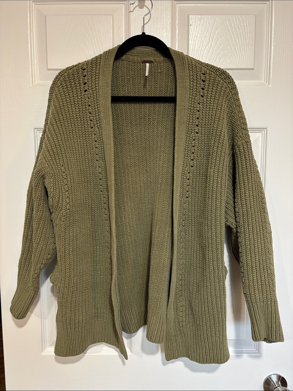 Free People Nightingale Knit Open Front Oversized Sweater Cardigan Green Size XS